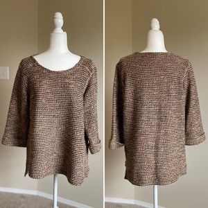 Coldwater Creek Tan/Black 3/4 Length Sleeve Sweater Size L